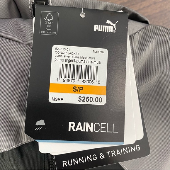 Puma Conqr Full Zip Jacket Silver Black Casual Athletic Outerwear Men’s Sz - Picture 10 of 11